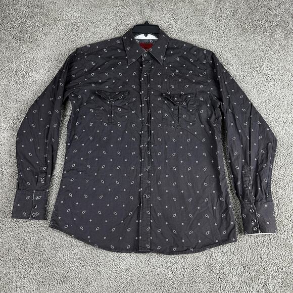 Patron Cito Red Label Shirt Mens Large Black Western Pearl Snap Paisley Rodeo - Picture 1 of 8